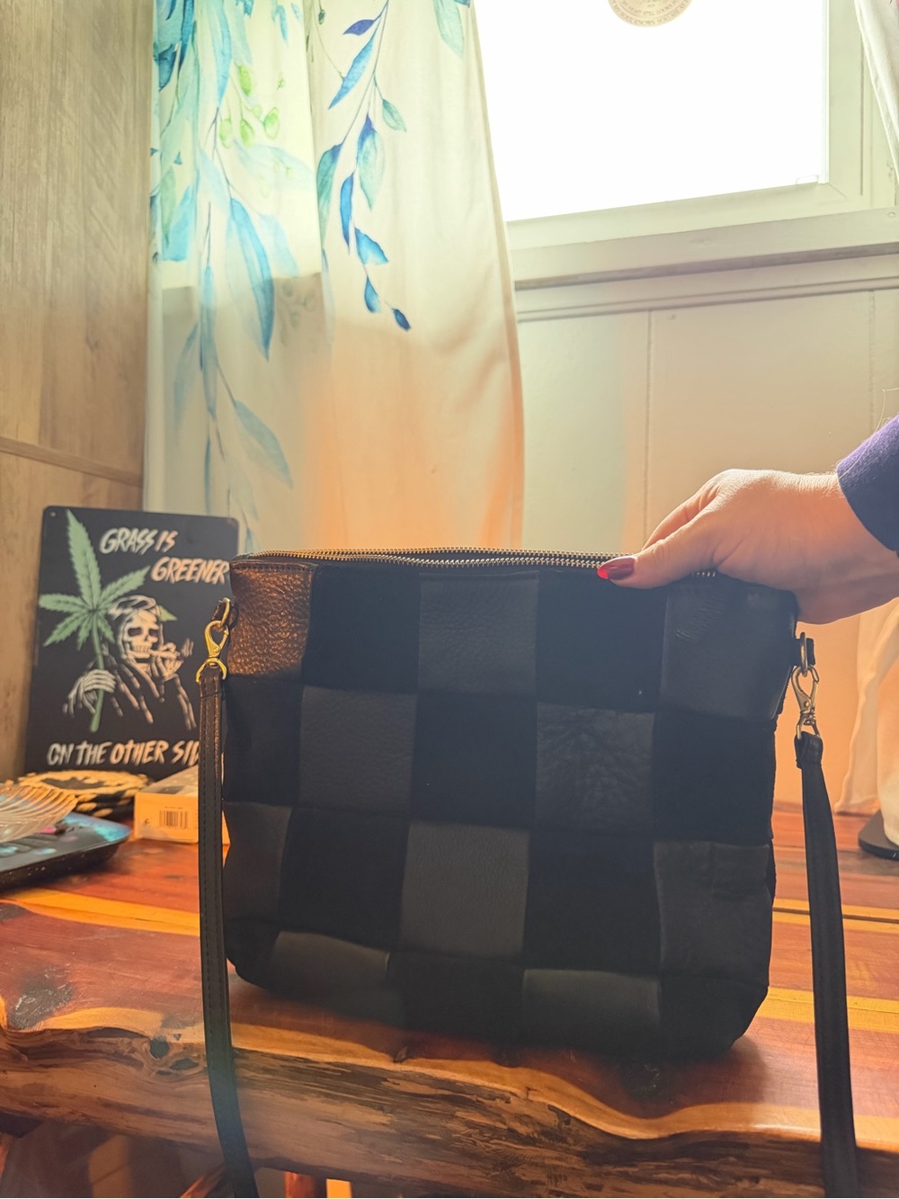 Black Patchwork Crossbody Bag